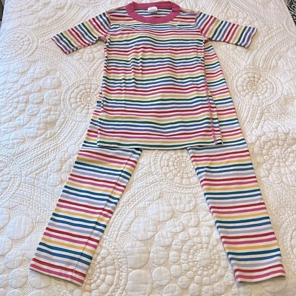 Hanna Andersson short sleeve rainbow stripe pajama set size 12